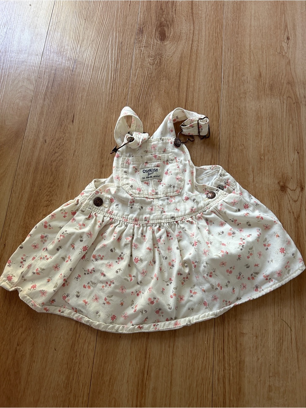 OshKosh B'gosh Cream Floral Pinafore with Pink Accents